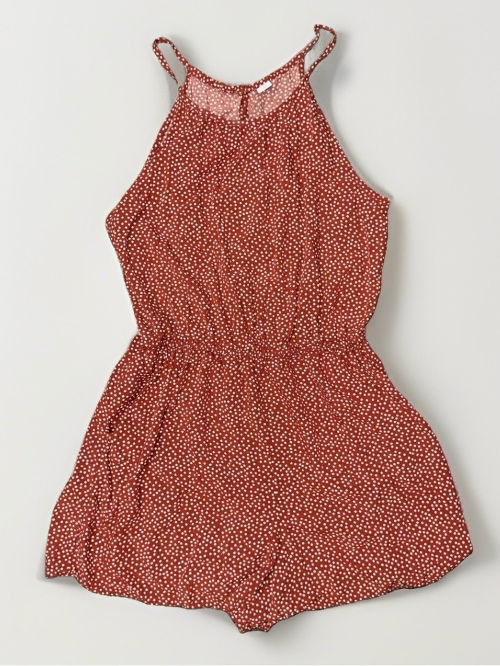 Old Navy Women's Red White Romper Size Small Pockets Keyhole Back